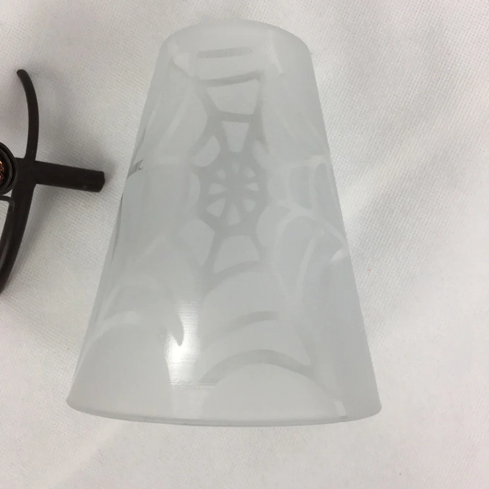 Frosted Glass Top Iron Base Spider & Web Lantern